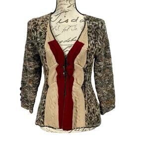 Anthropologie Field Flower Web and Loom Fitted Knit Cardigan Sweater Medium
